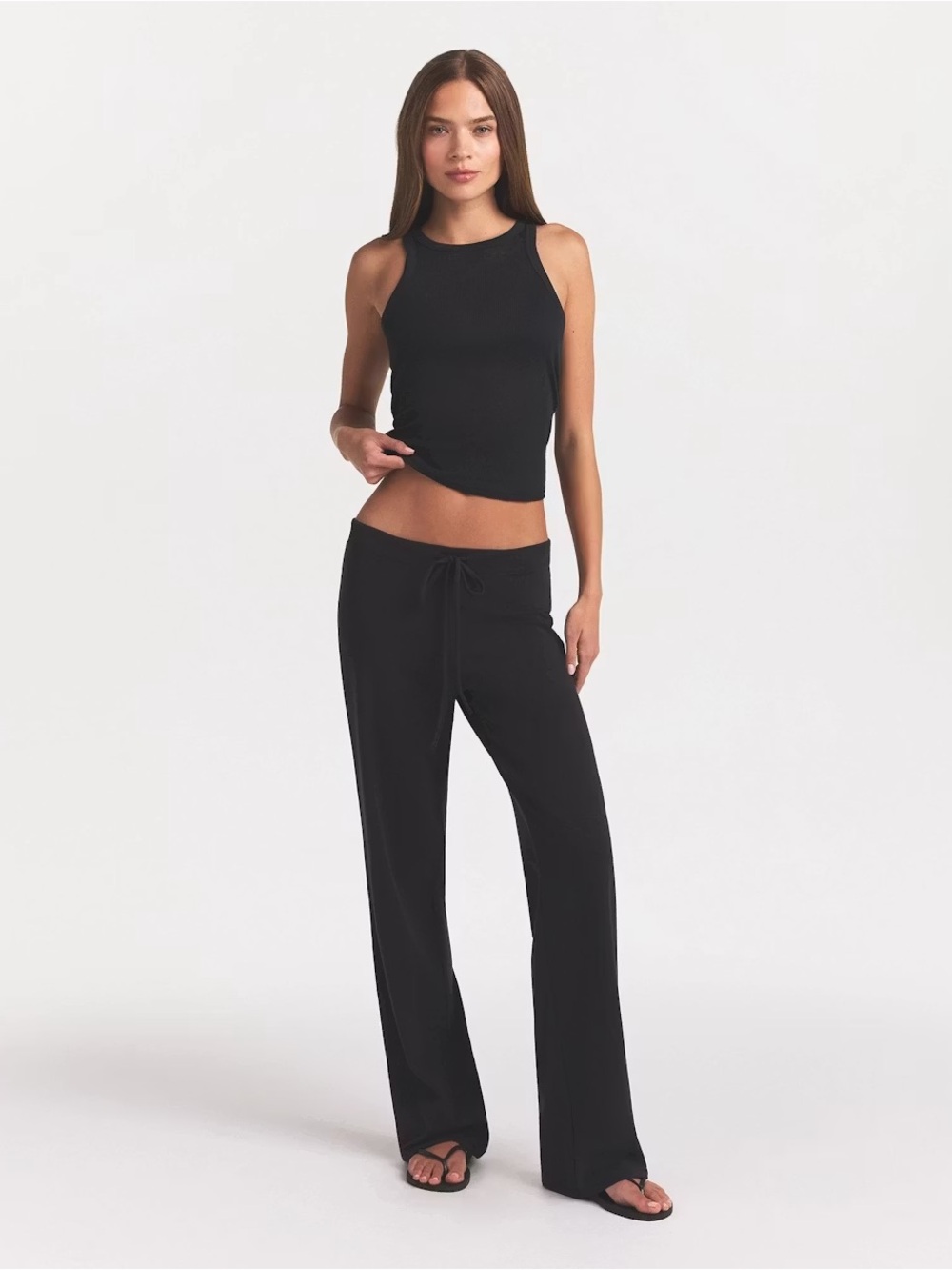 SKIMS Black Drawstring Straight-Leg Pant